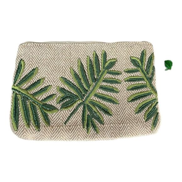 Unbranded Cream Leaf Embroidered Clutch Makeup Bag - Picture 1 of 5